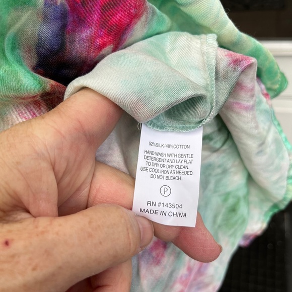 MARIE OLIVER LADIES GREEN PINK TIR DYE RUFFLE SILK COTTON DRESS-S - Picture 8 of 9